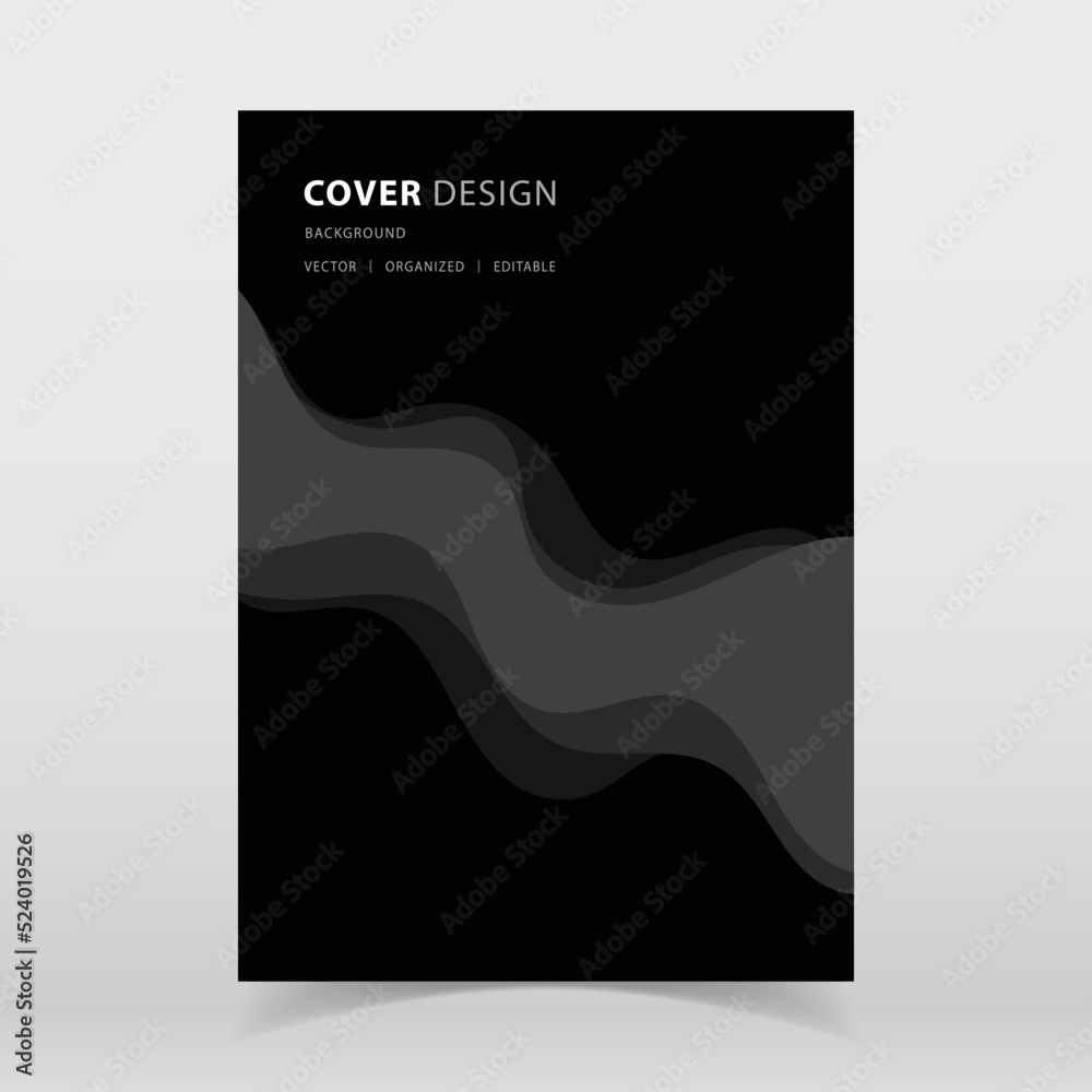 Fototapeta premium Abstract paper cut style Black color vector background with editable elements for poster, flyer, and web designs