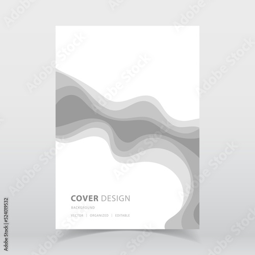 Abstract paper cut style white and gray color vector background with editable elements for poster, flyer, and web designs