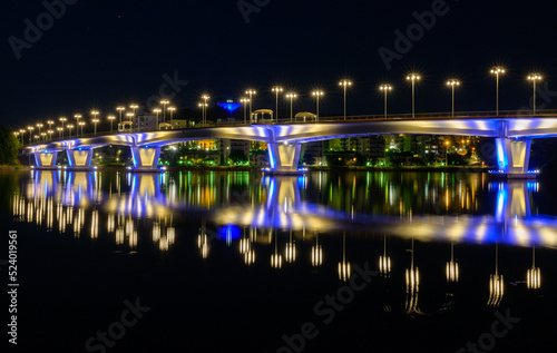 Kuokkala bridge at night. Jyväskylä city. Finland