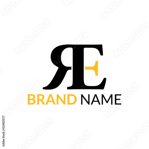 Simple modern flat logo template design of luxury letter R and E