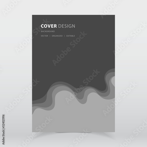 Abstract paper cut style gray color vector background with editable elements for poster, flyer, and web designs