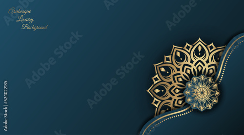luxury turquoise background, with gold mandala ornaments