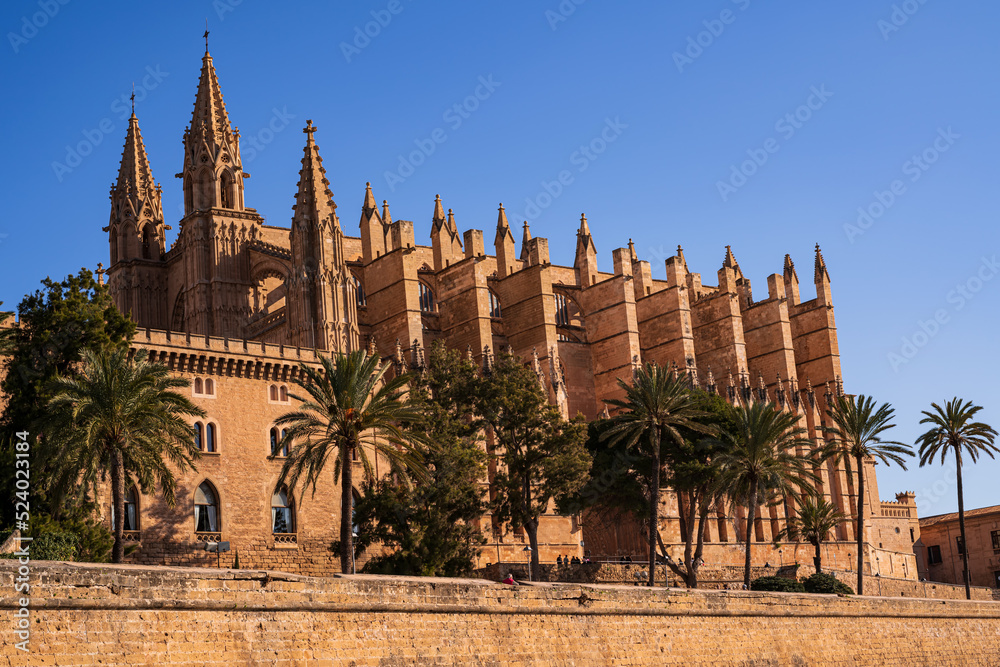 View of the Cathedral-Basilica of Santa Maria de Mallorca. Photography made in Mallorca, Balearic Islands, Spain.