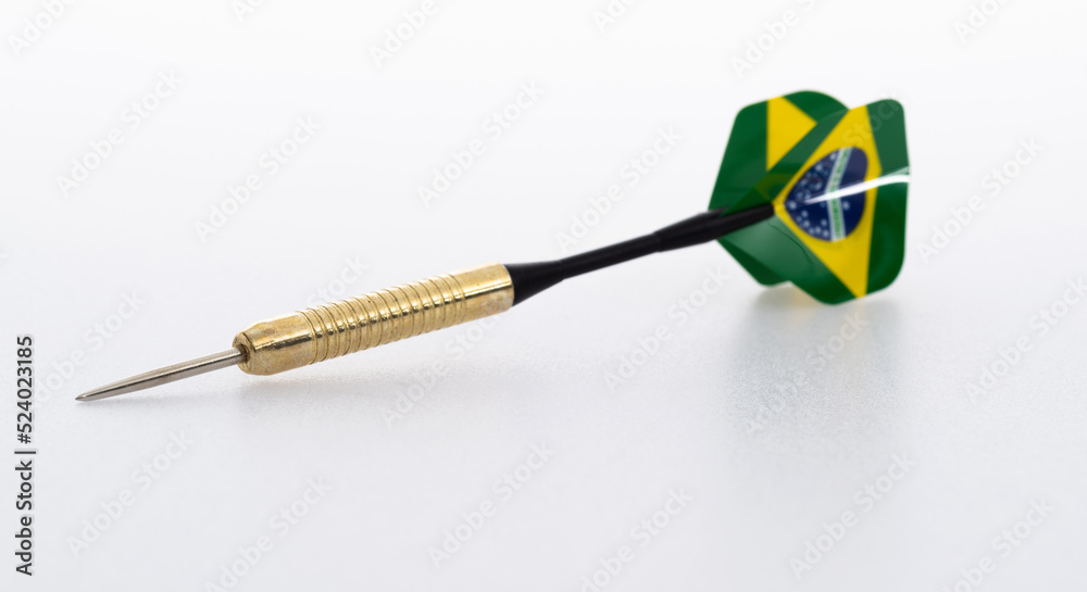 Dart with Brazilian flag on white background Dart with Brazilian flag on white background