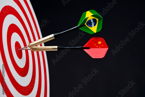 Canvas Print Dart with Chinese and Brazilian flag