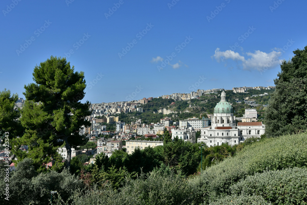Panorama of Naples seen from Capodimonte park, Italy.