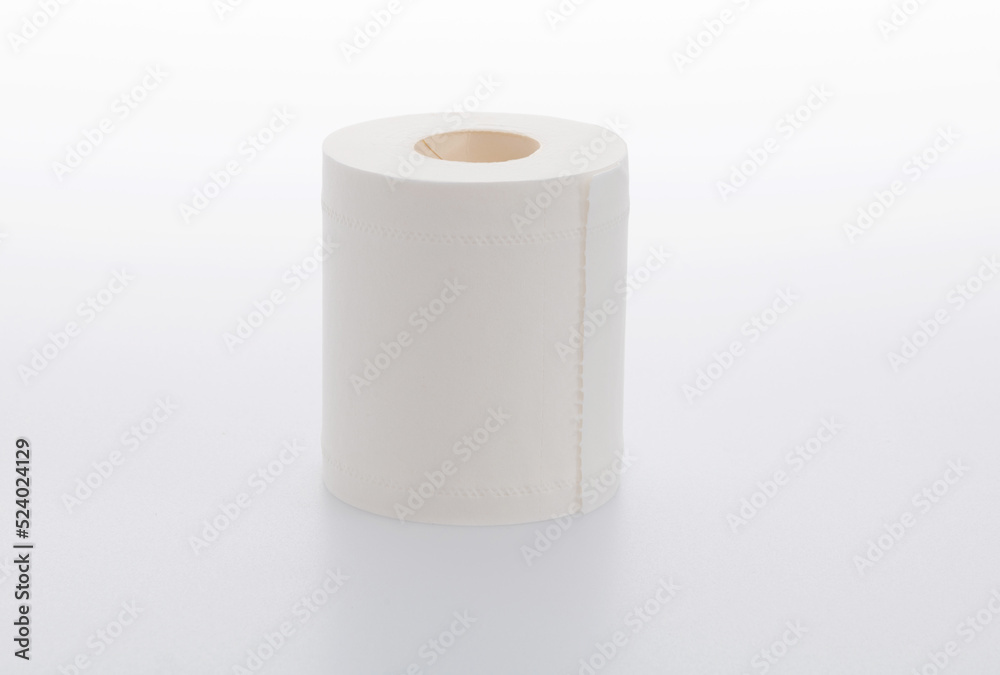 A roll of toilet paper on white background A roll of toilet paper on white background