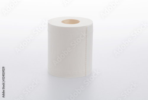 A roll of toilet paper on white background