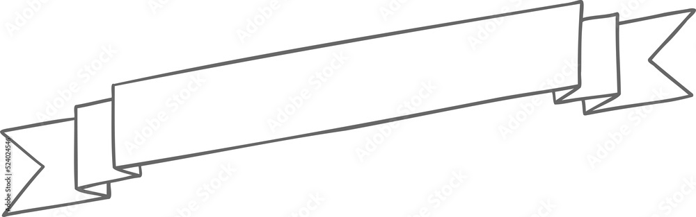 Hand drawn ribbon or banner for light background.