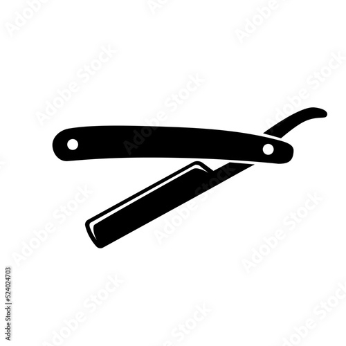 Dangerous vintage razor. Isolated silhouette vector illustration.
