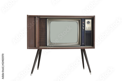 Old vintage TV isolated. Classic television on transparent background - PNG format.