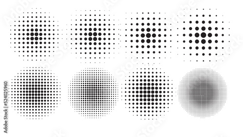 halftone circle shapes background design vector set of eight © V_Arts