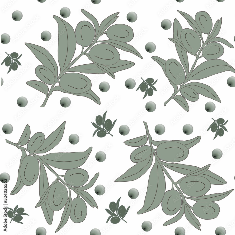 Fototapeta olives seamless floral pattern 