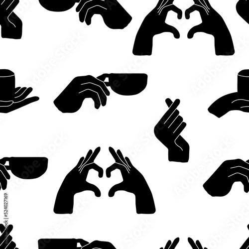 Vector seamless pattern with coffee icons. Signs of different methods of brewing coffee.