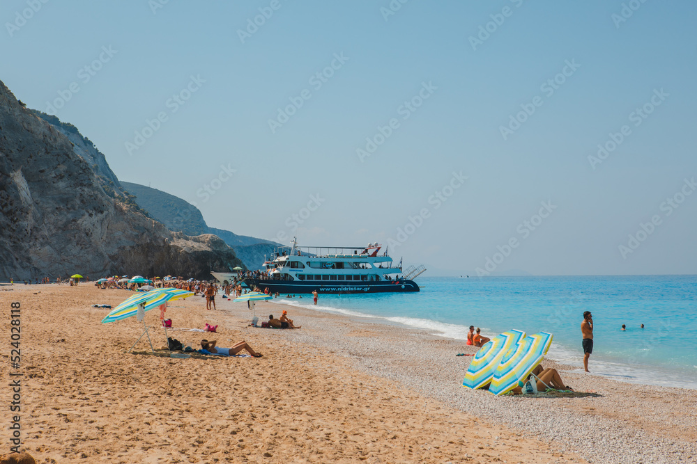 view of egremni beach at lefkada island