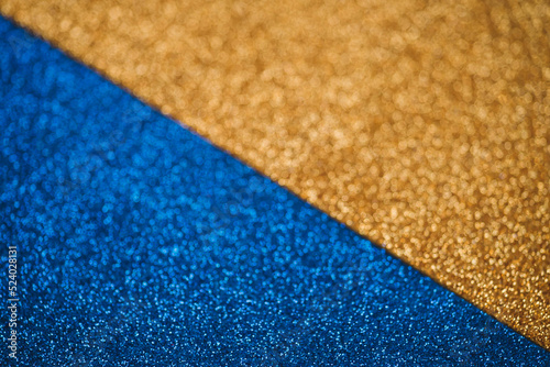 Blue And Orange Sparkle Background, Colorful Glitters In Bokeh, Blue And Yellow Glitters In Bokeh
