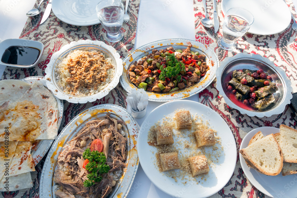 Traditional Ottoman Recipes are Served on Table Cloth