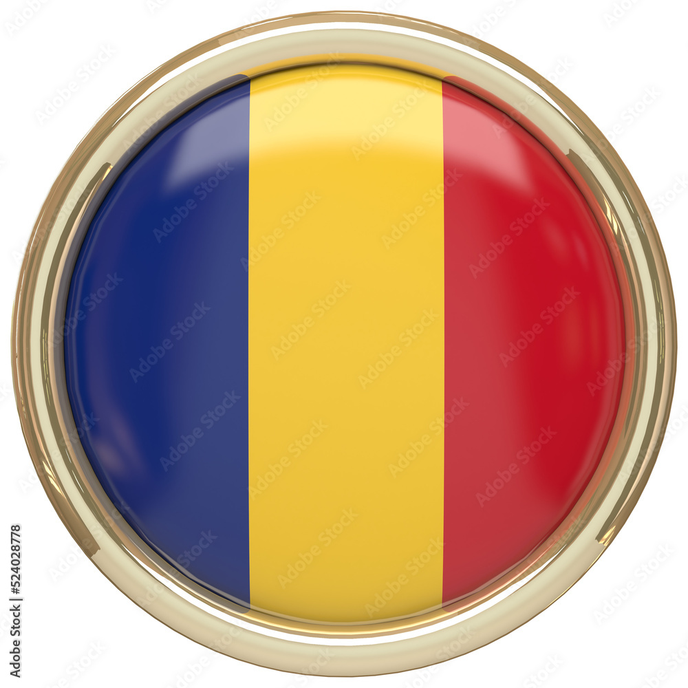 Fototapeta premium Badge with the Romanian flag isolated on transparent background