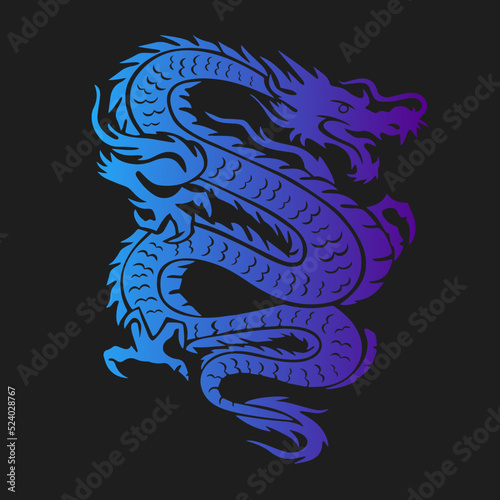 Quadro su tela Blue dragon with on the black background as symbol of the house Targaryen