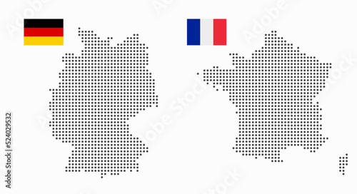 Germany and France dotted map with flag. Countries participating in the gas and political crisis. Flat vector illustration isolated on white background.