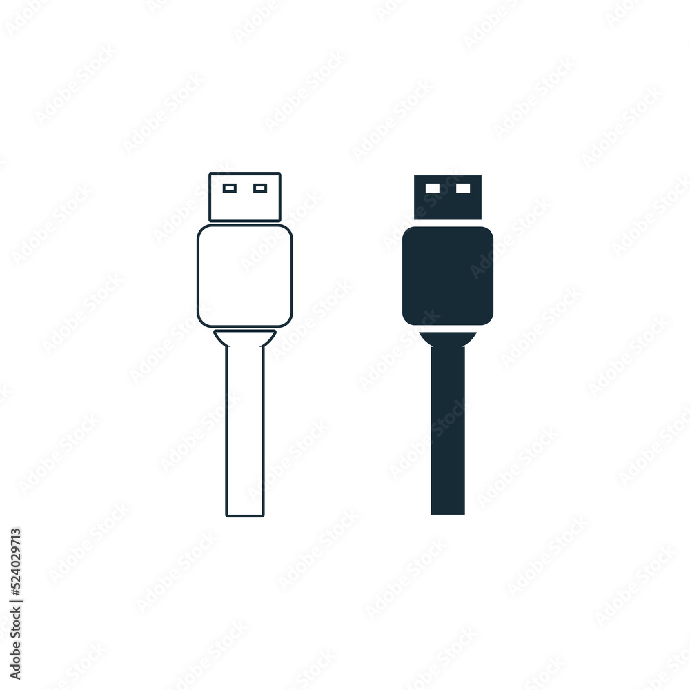 USB Connection Cable Device Icon Design Template Elements USB Connection Cable Device Icon Design Template Elements