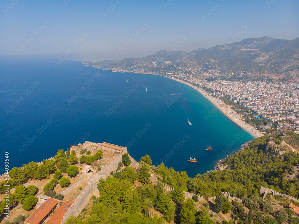 View from above on the Mediterranean coast, Alanya, Turkey. Summer photo