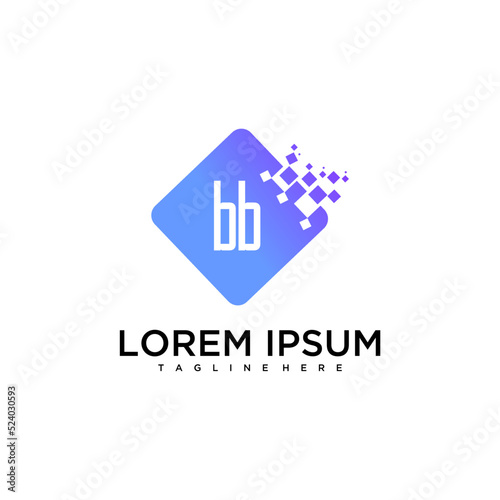 BB initial monogram for technology logo with square style design
