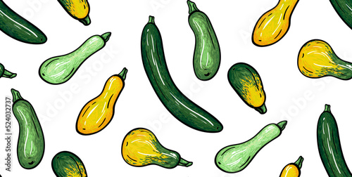Zucchini pattern plant organic vegetable fresh pattern