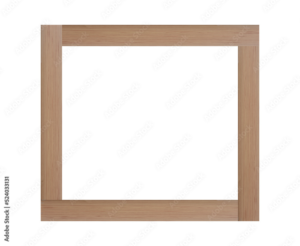 Wood picture frame isolated on transparent background - PNG format.