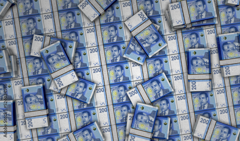 Obraz premium Morocco Dirham money banknotes pack 3d illustration