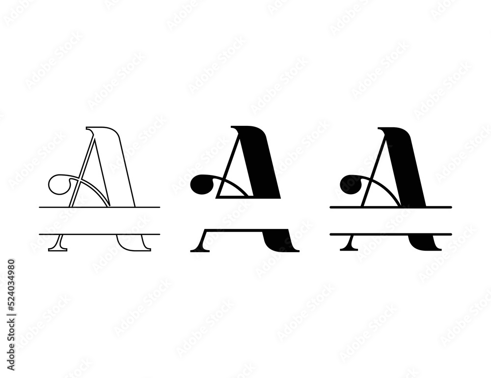 Letter A split logo design for name template Letter A split logo design for name template