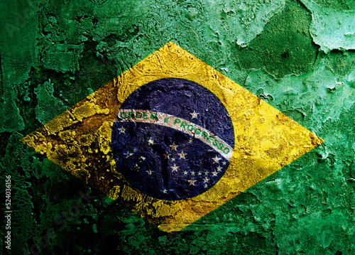 Brazilian flag on the old wall