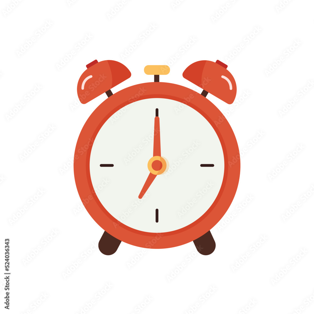 Cartoon red alarm clock icon on isolated white background. Vector illustration. Cartoon red alarm clock icon on isolated white background. Vector illustration.