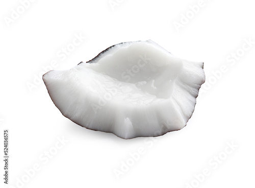 Piece of fresh ripe coconut isolated on white