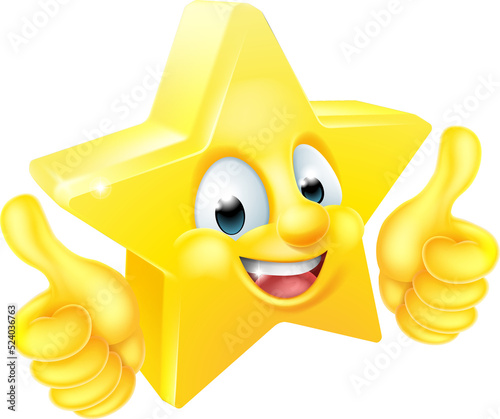 Star Cartoon Mascot Giving Thumbs Up