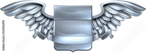 Silver Winged Shield Scroll...