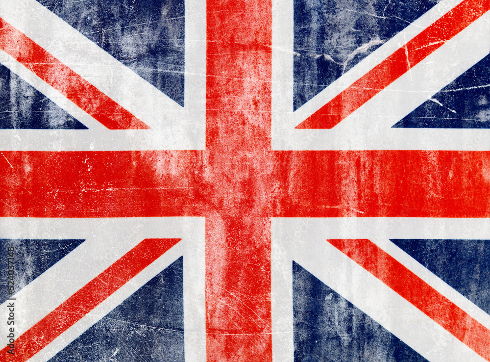 Fototapeta premium British flag on white concrete wall