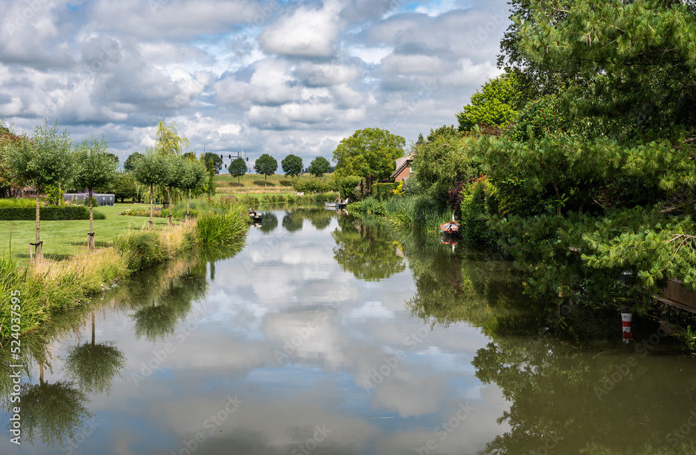 Tiel, Gelderland, The Netherlands,  Reflecting nature in the water of the River Ligne