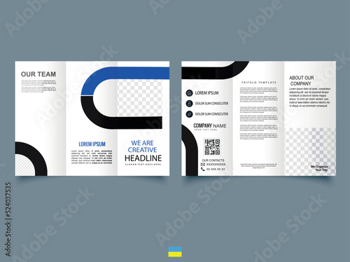 Road. Trifold brochure with curved line. Corporate business trifold brochure template