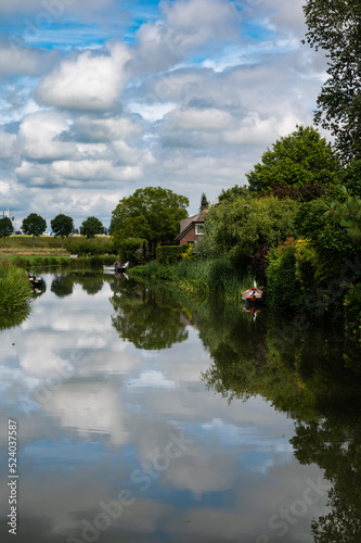 Tiel, Gelderland, The Netherlands, Reflecting nature in the water of the River Ligne