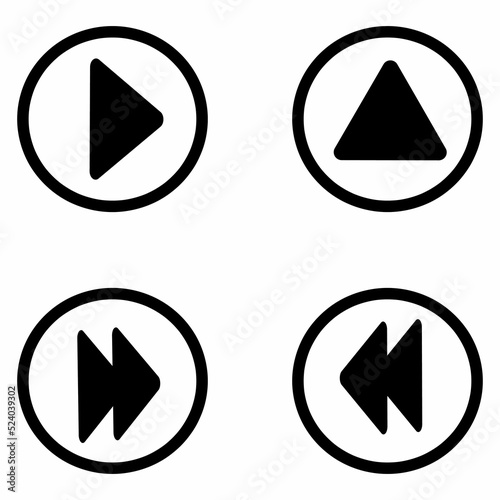 a set of playback icons, multimedia for video and audio, stop, pause, isolated symbols on a white background