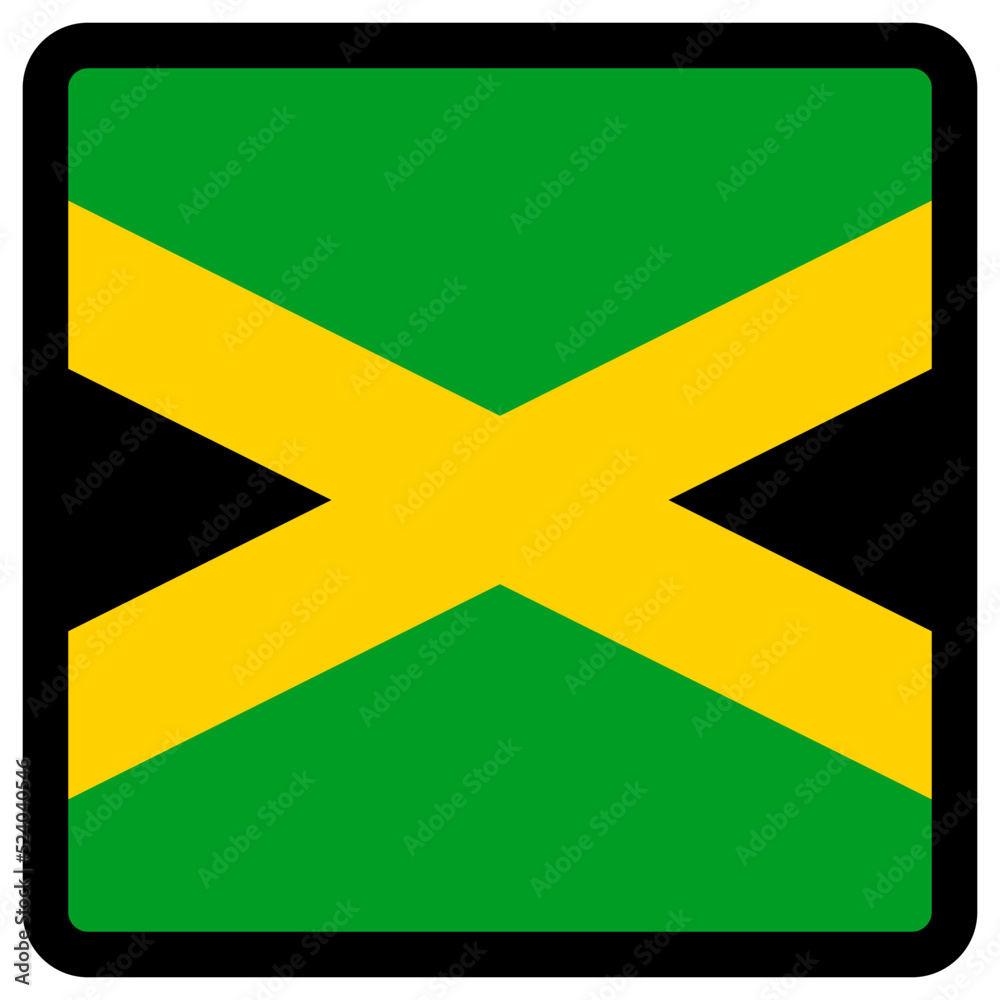 Φωτογραφία Flag of Jamaica in the shape of square with contrasting contour, social media communication sign, patriotism, a button for switching the language on the site, an icon