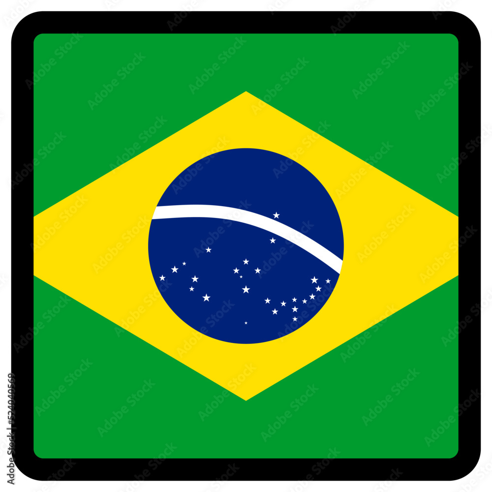 Φωτογραφία Flag of Brazil in the shape of square with contrasting contour, social media communication sign, patriotism, a button for switching the language on the site, an icon