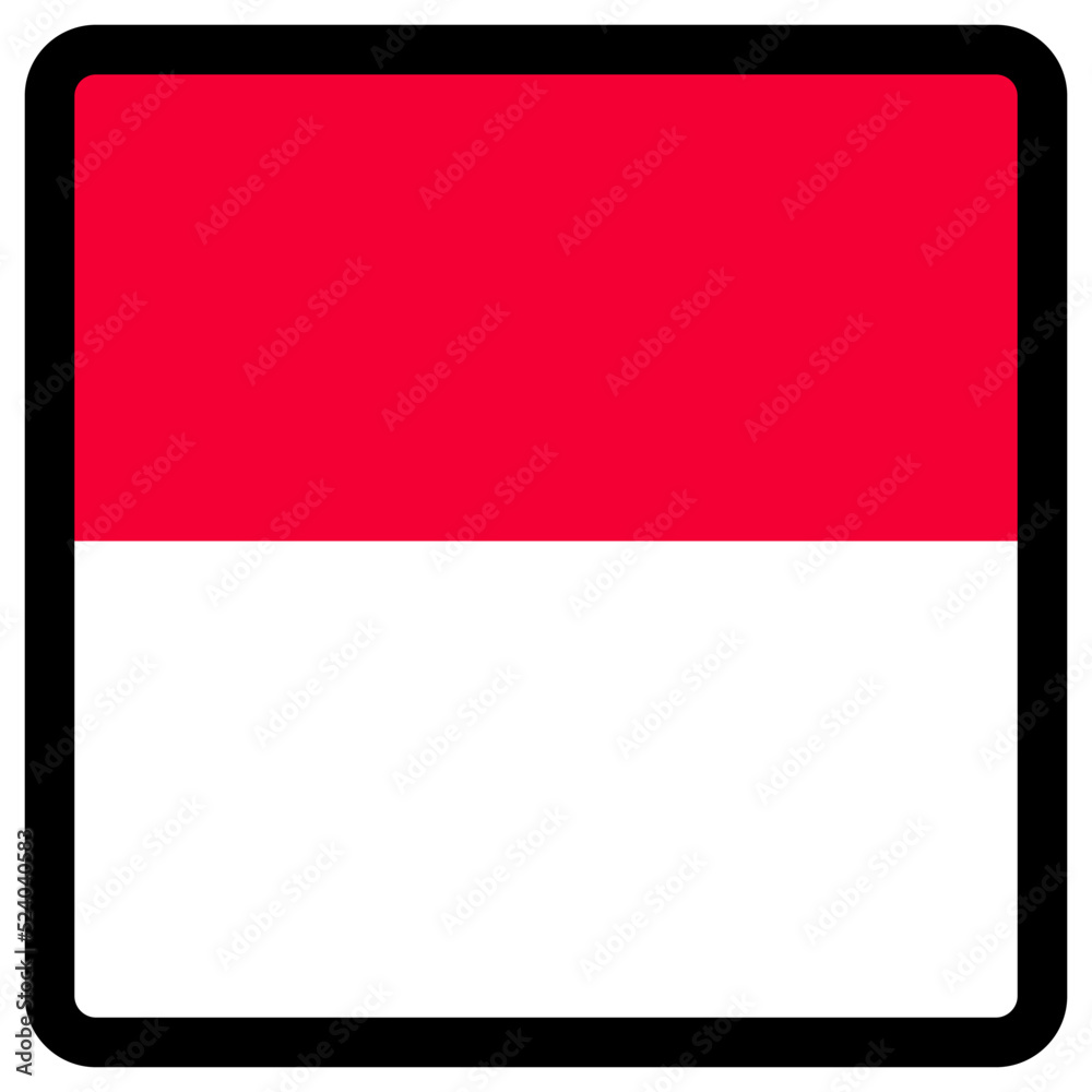 Flag of Monaco in the shape of square with contrasting contour, social media communication sign, patriotism, a button for switching the language on the site, an icon. Flag of Monaco in the shape of square with contrasting contour, social media communication sign, patriotism, a button for switching the language on the site, an icon.