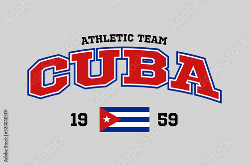 T-shirt stamp graphic, Sport wear typography emblem Cuba vintage tee print, athletic apparel design shirt graphic print
