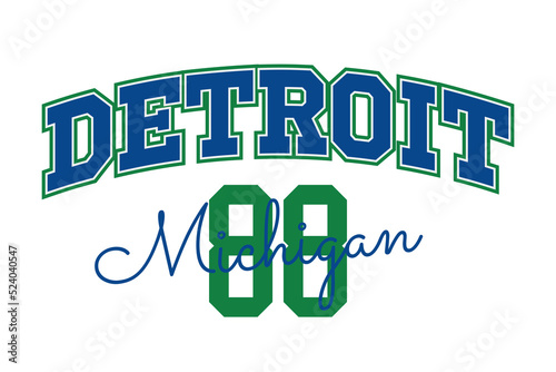 T-shirt stamp graphic, Michigan Sport wear typography emblem Detroit vintage tee print, athletic apparel design shirt graphic print