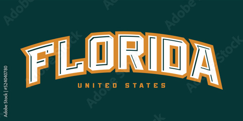 T-shirt stamp logo, USA Sport wear lettering Florida tee print, athletic apparel design shirt graphic print