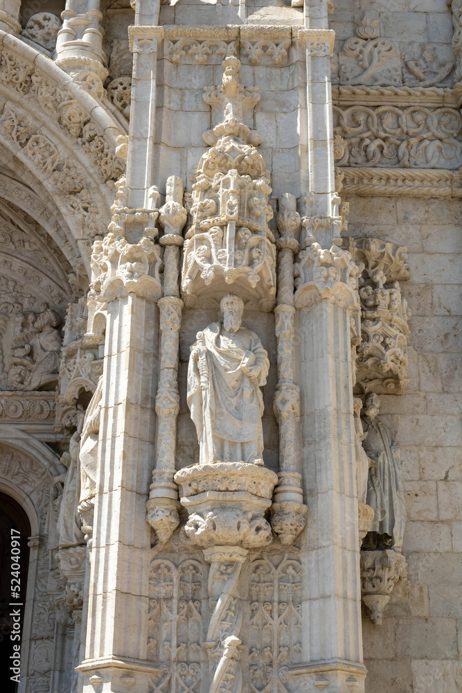 A fragment of the Church of Santa Maria exterior, Jerónimos Monastery exterior, Lisbon, Portugal