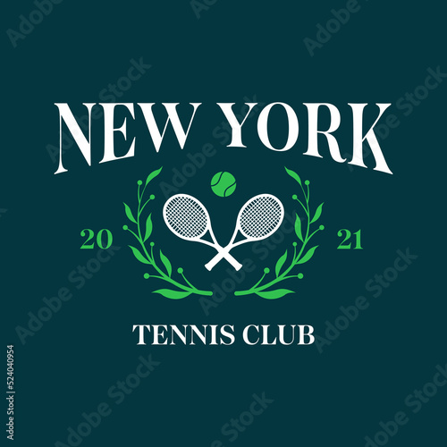 New York, USA tennis club, t-shirt sport typography label