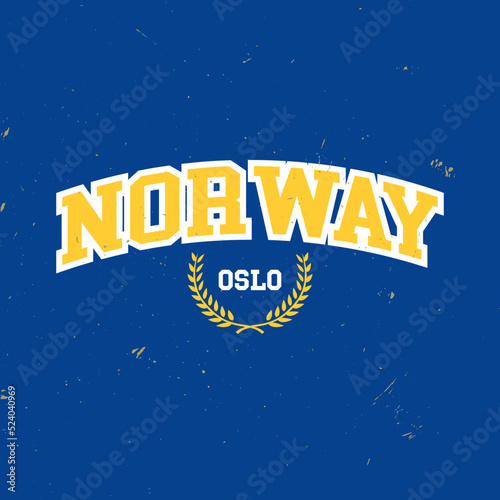 T-shirt stamp graphic, Sport wear typography emblem Norway vintage tee print, athletic apparel design shirt graphic print